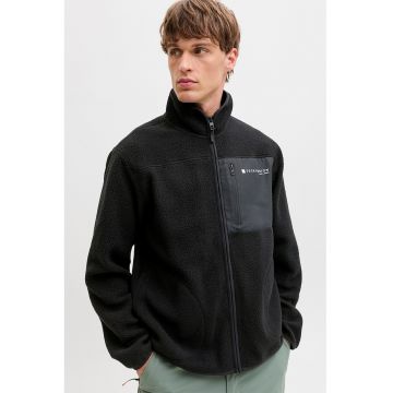 Jacheta din fleece cu fermoar - Negru/Gri carbune