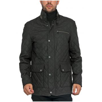 Jacheta din piele -  matlasata - maro - barbati -