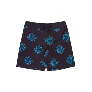 Pantaloni scurti inot barbati -  poliester - negru/albastru -