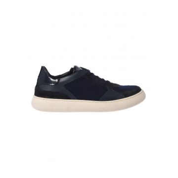 Pantofi sport din piele intoarsa cu insertii din piele - Albastru