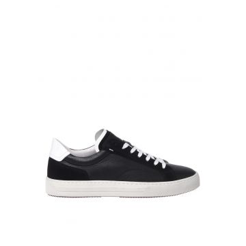 Pantofi sport din piele si piele intoarsa - Negru