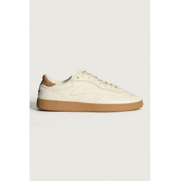 Pantofi sport low-cut de piele - Alb fildes/Caramel