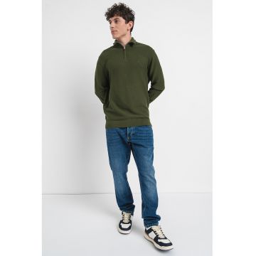 Pulover cu fenta cu fermoar - Verde feriga