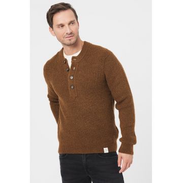 Pulover tricotat cu decolteu henley Emil - Maro