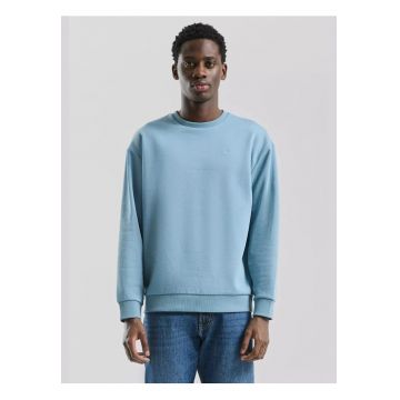 Q/S by s.Oliver Bluza barbati cu decolteu la baza gatului si logo la piept - Albastru deschis - Albastru deschis