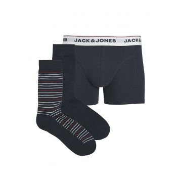 Set de boxeri cu banda logo si sosete lungi - Albastru inchis