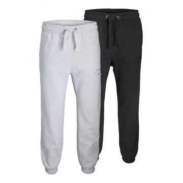 Set de pantaloni de trening din bumbac organic - 2 piese - Gri deschis/Negru melange