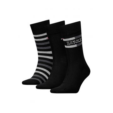 Set de sosete din amestec de bumbac - 3 perechi - Negru/Gri deschis melange