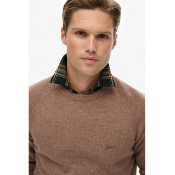 SUPERDRY - Pulover regular fit din amestec de lana cu maneci raglan - Maro deschis