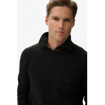 SUPERDRY - Pulover regular fit din amestec de lana cu maneci raglan - Negru melange