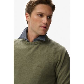 SUPERDRY - Pulover regular fit din amestec de lana cu maneci raglan - Verde sparanghel