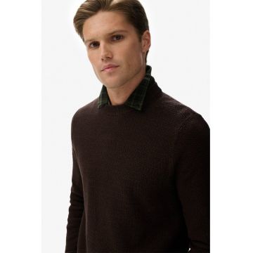 SUPERDRY - Pulover regular fit din bumbac organic - Maro