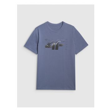 Tricou Barbati  Din Bumbac - Regular-Fit - Denim - Imprimeu Frontal - Ideal Casual si Sportstyle - Marime XXL