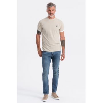 Tricou cu decolteu rotund - Maro nisip