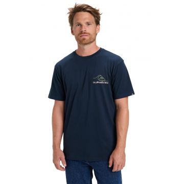 Tricou cu imprimeu grafic si logo pe partea din spate - Bleumarin