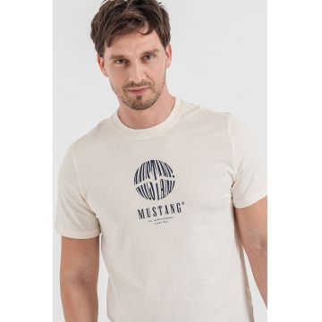 Tricou cu imprimeu logo Austin - Alb fildes/Negru