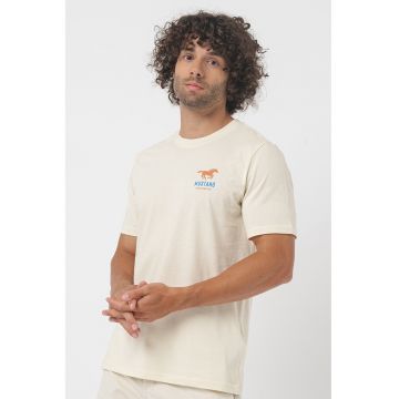 Tricou cu imprimeu logo - Galben pal