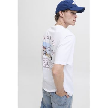 Tricou de bumbac organic cu imprimeu pe partea din spate - Alb