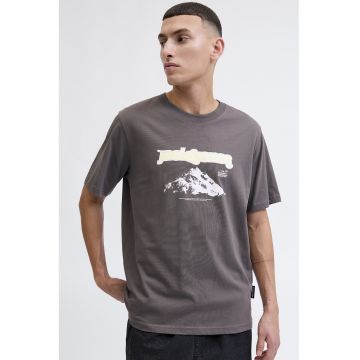 Tricou de bumbac organic cu logo - Gri inchis