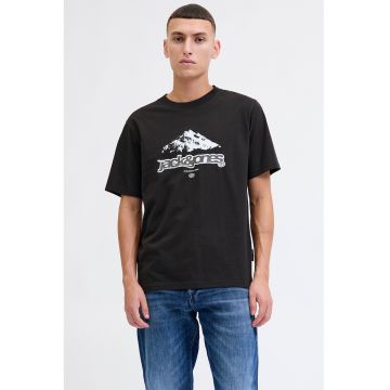 Tricou de bumbac organic cu logo - Maro taupe/Gri antracit