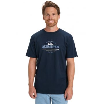 Tricou din bumbac cu imprimeu logo - Alb/Bleumarin