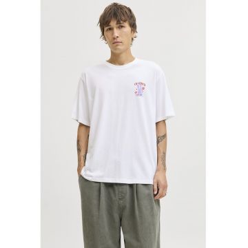 Tricou din bumbac organic cu imprimeu grafic - Rosu/Alb