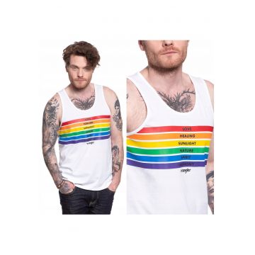 Tricou fara maneci barbati  PRIDE TANK alb 100% bumbac