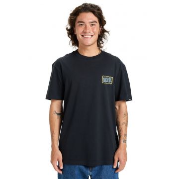 Tricou lejer din bumbac cu imprimeu logo pe partea din spate - Negru/Galben/Albastru