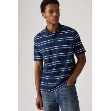 Tricou polo de bumbac - Alb/Albastru indigo/Bleumarin