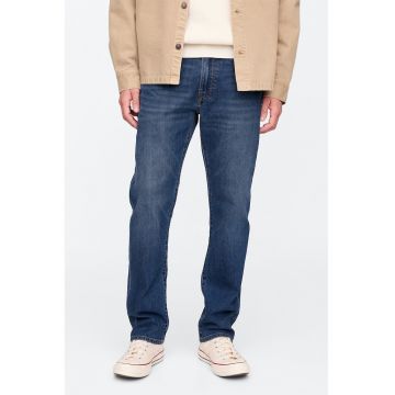 Blugi cu croiala dreapta si talie medie - Albastru indigo