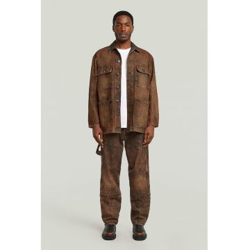 Blugi evazati cu aspect decolorat - Maro inchis