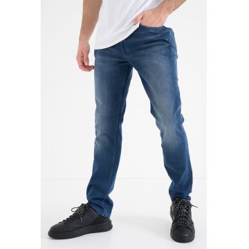 Blugi slim fit cu talie medie Vegas - Albastru