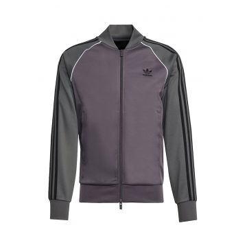 Bluza de trening cu fermoar si logo - Alb/Negru/Gri