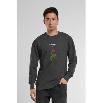 Bluza de trening cu imprimeu si decolteu la baza gatului - Gri carbune