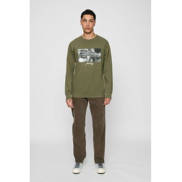 Bluza de trening din amestec de bumbac cu imprimeu foto - Verde masliniu