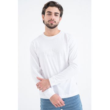 Bluza din bumbac cu logo brodat - Alb optic