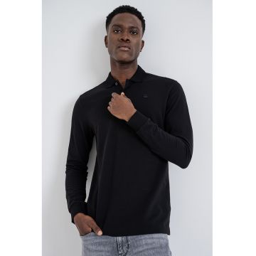 Bluza polo din amestec de bumbac organic Dunda - Negru