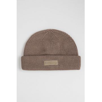 Caciula din amestec de lana si casmir cu aplicatie logo discreta - Maro taupe