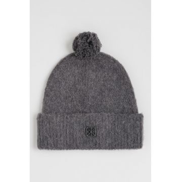 Caciula din amestec de lana si lana alpaca cu ciucure - Gri inchis