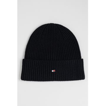 Caciula din casmir cu detaliu cu logo - Negru