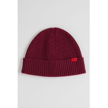 Caciula striata din lana virgina - Visiniu