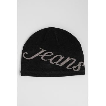 Caciula tricotata cu logo cu craniu - Negru/Gri