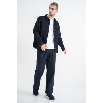 Camasa regular fit cu buzunare pe piept - Albastru ultramarin