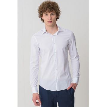 Camasa slim fit din amestec de bumbac - Alb optic