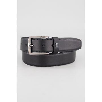 Curea din piele cu aplicatie logo discreta - Negru