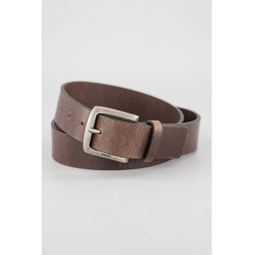 Curea din piele cu aspect granulat - Maro inchis