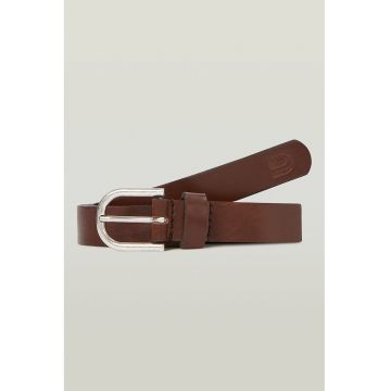 Curea din piele cu catarama metalica - Maro cognac