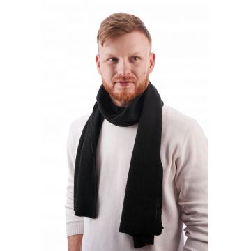 Fular barbati Brodrene - Acril - 180x30 cm - Negru