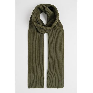 Fular striat din bumbac si casmir - Kaki pal