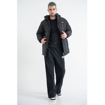 Geaca cu gluga si buzunare cu fermoar - Negru